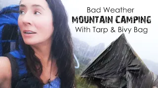 Challenging Wild Camp: Solo Tarp & Bivy on a Mountain in Wind, Rain & Fog 🌧️ Rhinog Fawr, Snowdonia