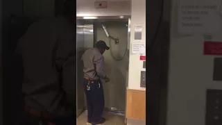 Opening of exterior elevator door