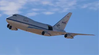 NASA flybys at the Edwards AFB Airshow (747 "SOFIA", F-15D & F-18D, G-III)