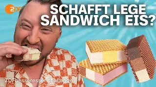 Frostiger Fight: Sebastian hat einen an der Sandwich Eis Waffel