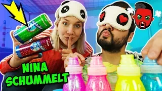 NINA MOGELT BEI BLIND SCHLEIM CHALLENGE! Kaan bekommt keinen NEON SLIME! Ahoi Brause Schleim*GEMEIN*