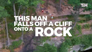 Guy Accidentally Lands on Rock While Cliff Diving