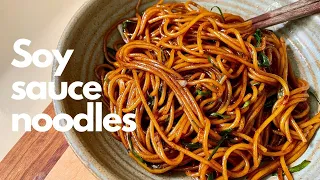 Classic soy sauce pan-fried noodles (with spaghettini)