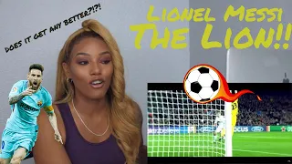 American sports fan reacts to Lionel Messi- The Lion (soccer) highlights reaction request