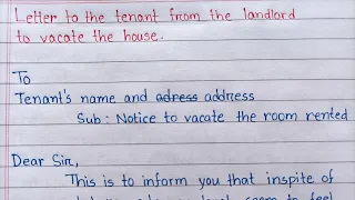 letter/notice to the tenant from the landlord to vacate the house