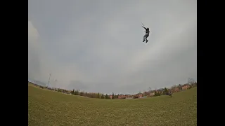 Going higher, kiteboarding on grass, Mississauga, Ontario