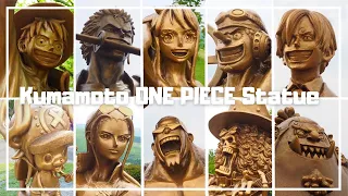 【Kumamoto】ONE PIECE reconstruction project -Statue  -  figure opening Luffy statue HinokuniCastle