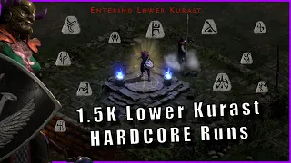 1500 Solo Lower Kurast HARDCORE Runs/Best Rune Drops (Diablo 2 Resurrected/Single Player)