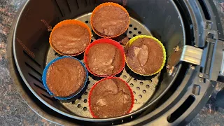 Air Fryer Chocolate Muffins Recipe Made With Boxed Brownie Mix! You need these in your life!