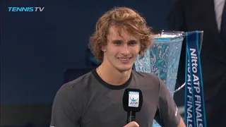 Sascha Zverev trophy raise & hilarious speech 😂 | Nitto ATP Finals 2018