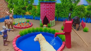DIY Farm Diorama with Houses for Farm Animals | Mini Water Pump | Mini Pool for Animals