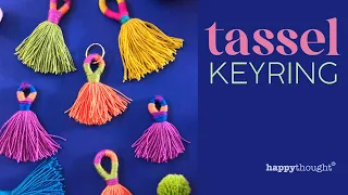 Make a tassel keyring. Loop topped yarn tassel step-by-step tutorial: DIY yarn craft by Happythought