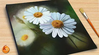 Daisy flower painting Step by Step 🌼🌼/ Acrylic painting for beginners | Episode #258