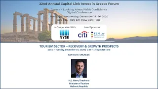 2020 - Capital Link 22nd Annual Invest in Greece Forum - Tourism Sector - Recovery & Growth Prospect