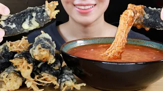 ASMR Fried Seaweed Rolls and Cheesy Spicy Rice Cakes Eating | Gimmari and Tteokbokki | MINEE EATS