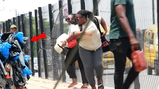 They SCREAMED SOOOO LOUD TRASHMAN PRANK | Bushman prank | Scaring People @boiruffytv