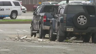 Debris falls from Plaza Tower onto Howard Ave.