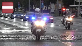 Riga Police Motorcycle Escort RED and BLUE lights [LV | 8.2016]
