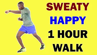 SWEATY HAPPY 1 HOUR WALK/ Best Home Walking Workout 🔥 Burn 650 Calories 🔥