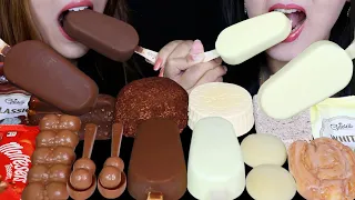 ASMR MILK & WHITE CHOCOLATE GIANT ICE CREAM BARS, MALTESERS CHOCOLATE SPOONS, MARSHMALLOW SNOBALL 먹방