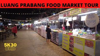 Food Night market walking tour 5k30fps | Laos | Luang Prabang Tour