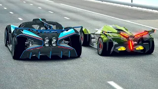 Bugatti Bolide vs Lamborghini V12 Vision GT - Drag Race 20 KM