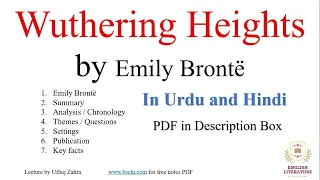 wuthering heights summary in urdu, wuthering heights by emily bronte, Themes,Analysis, keyPoint, PDF