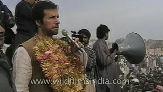 Imran Khan rides pillion on a bike to election rally in Pakistan, accuses Benzair, Zardari of theft