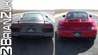 2017 Audi R8 V10 Plus vs. 2017 Porsche Turbo S - Drag Race