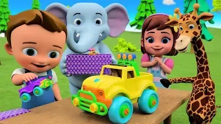 Toy Car Assembly 3D Animated Cartoons | Toddler Activities - Little Babies Fun Play Learning Videos