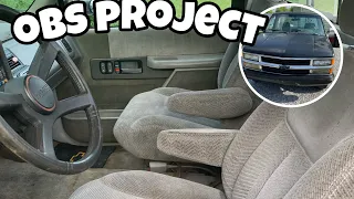 OBS PICK UP PROJECT INSTALLED BUCKET SEATS OUT OF A 98 SILVERADO IN MY STEP SIDE OBS TRUCK