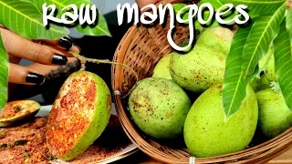 🔥EXTREMELY SOUR RAW MANGOES🔥 SPICY & TANGY RAW MANGO MUKBANG🌶️