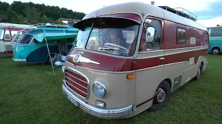 Historische Wohnmobile in Deutschland: Setra S6 1959 komplett selbstgebaut. Wohnbus Camping 2022.