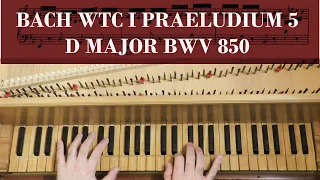 Bach Prelude No. 5 in d major from Well-Tempered Clavier I, BWV 850 harpsichord Andrea Chezzi