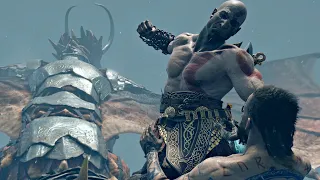 God of War - Original Goatee Kratos Vs Son of ODIN Baldur & His Dragon Fight Scene 4K ULTRA HD 2022