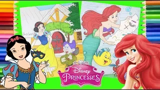 Disney Princess Ariel with Friends & Snow White with Dopey - Coloring Pages for kids