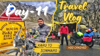 Karu to Sonmarg || Day-11 || Crossed Zojila Pass in Rain || HDD crashed || Rain and chilling temp