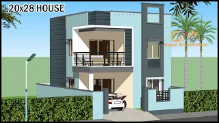 20x28 3BHK 3D House Design With Car Parking | 2 Floor Villa Design | Gopal Architecture