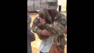 Army soldier reunites with wife after 7 months in Afghanistan.