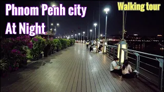 walking Phnom Penh - Koh Pich city of Cambodia at Night