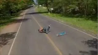 Worst downhill longboard crash bail in history -- Go Pro HD