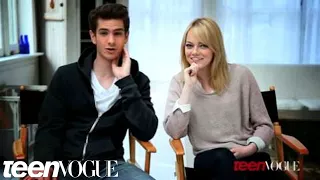 Emma Stone and Andrew Garfield on set at their Teen Vogue photoshoot