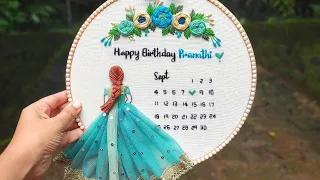 Beautiful Girl Embroidery for Calendar Art / Calendar Embroidery/ Gossamer