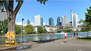 Walking in Frankfurt - Friedensbrücke to Historic Centre - 4K HDR