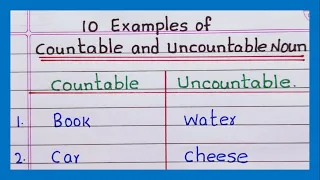 Examples of Countable and Uncountable noun | 5 Examples | 10 Examples of countable and uncountable