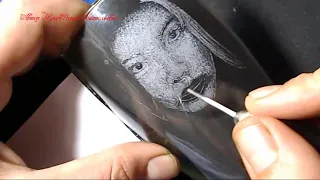 Ручная гравировка портрета на бокале Гравировка бормашиной