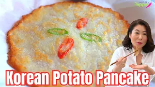 🥔A slice of Potato-HEAVEN in your mouth! CRISPY Edge, SOFT-STICKY center Korean Potato Pancake 감자전