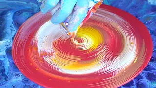 Soleil ☀ Bright & Beautiful 24x24 Split Cup Acrylic Ring Pour with Leftover Switcheroo Paint!