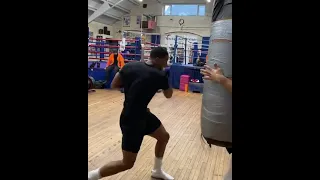 Anthony Joshua power on bags before Tyson fury match