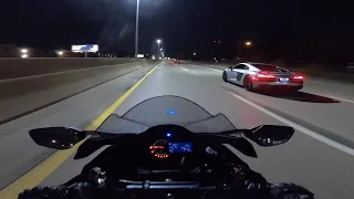 Ninja H2 Downtown Revs + Run in With Audi R8